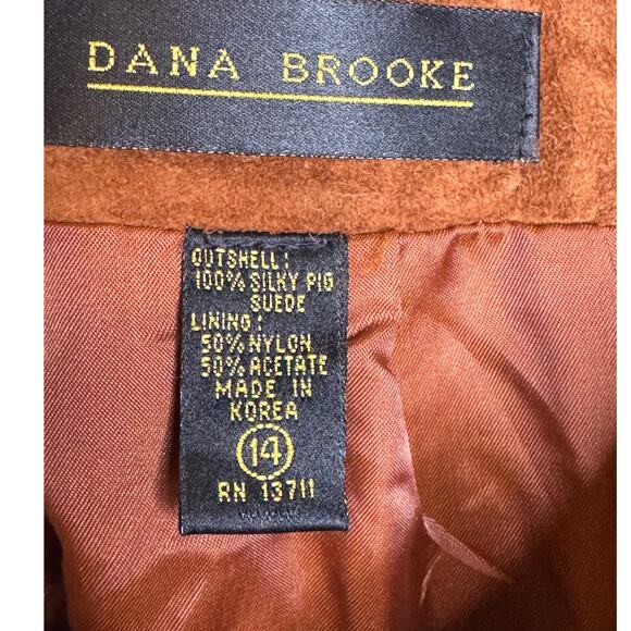 Dana Brooke 90s 100% silky pig Suede leather skirt knee length zip back Size 14 - Picture 3 of 3